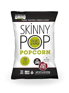 SKINNYPOP Sea Salt & Pepper Popped Popcorn, 4.4 Ounce