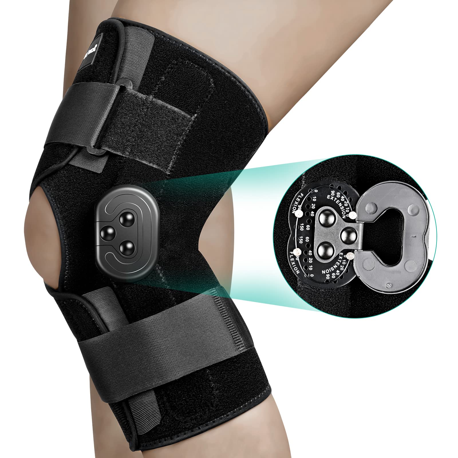 Photo 1 of NEENCA Hinged Knee Brace, Knee Immobilizer with Locking Dials & Side Stabilizers, Medical ROM Knee Brace for Knee Pain, Arthritis, ACL, PCL, MCL,Meniscus Tear, Injuries/Post OP, Prevent Hyperextension