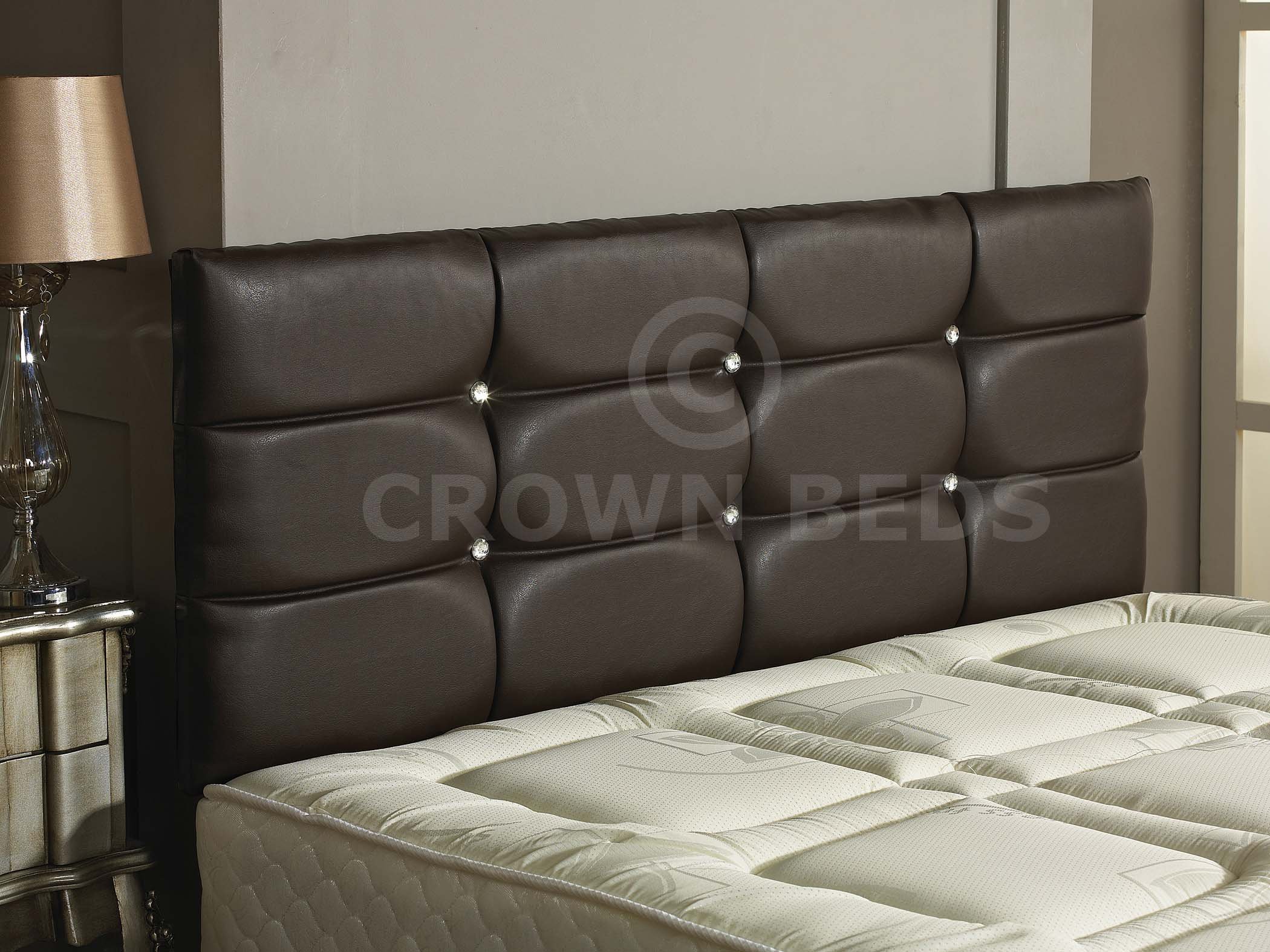 DELUXE FAUX LEATHER HEADBOARD IN (Brown 3ft (Single)