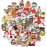 60pcs Christmas Silicone Focal Beads,Not Duplicated Rubber Beads for DIY Beadable Pen Keychain Bracelet Lanyard Making