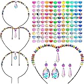 Beaded Garden Stakes Kit Fairy Garden Kit Decorative Garden Stakes with Sun Catcher Kits for Kids, Fairy Wand Kit with Fairy Beads and Suncatcher Beads, Plant Decorations for Pots