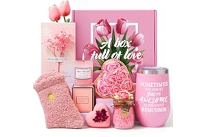 HENINIY Mothers Day Mom Gifts from Daughter Son, Gifts for Mom, Wife, Girlfriend, Sister, Her, Birthday Gifts for Women, Christmas, Valentine's Day Gift Basket for Women, Spa Gift Basket Set Gifts for Women