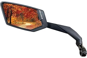 MEACHOW 2024 NEW Handlebar Bike Mirror, Scratch Resistant Glass Lens, Ultra-HD, E-bike Mirror, Bicycle Mirror, (Blue Left Side) ME-015LB