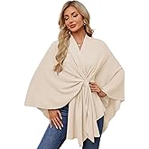 PULI Women's Elegant Shawl Wraps Soft Open Front Poncho Sweater for Spring Fall Winter