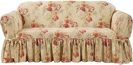 Amazon Com Sure Fit Ballad Bouquet Waverly One Piece Box Cushion Loveseat Slipcover Blush Sf45574 Home Kitchen
