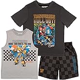 Transformers Boys 5-12 Blue Cotton Blend Modern Short Sleeve Shirt Tank Top and Shorts 3 Pack Bundle Set for Kids