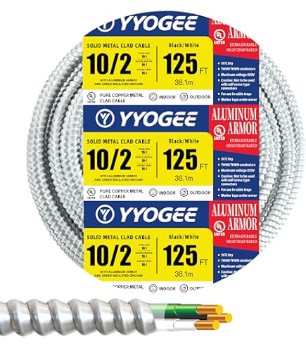 美品　Solid cables 6本セット Southwire 12/2 x 50 ft. Solid CU MC (Metal Clad) Armorlite Cable