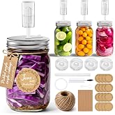 Fermentation Kit 4Pack with 4x32oz Mason Jars, 304 Lids, Airlocks, Weights | Complete Kit With Fermentation Weights, Airlocks, Silicone Rings, Grommets, Lids, Pickling Jars,Stickers, Ideal For Beginners
