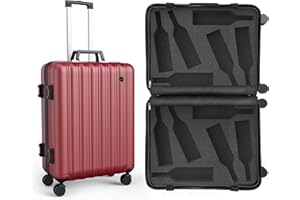 BOLDWORKS Wine Suitcase for Airplanes 12 Bottle Wine Luggage for Airplane Travel with TSA Approved Wine Suitcase Lock and Removable Wine Suitcase Insert to Carry Wine and Liquor Burgundy Color Wine Travel Case
