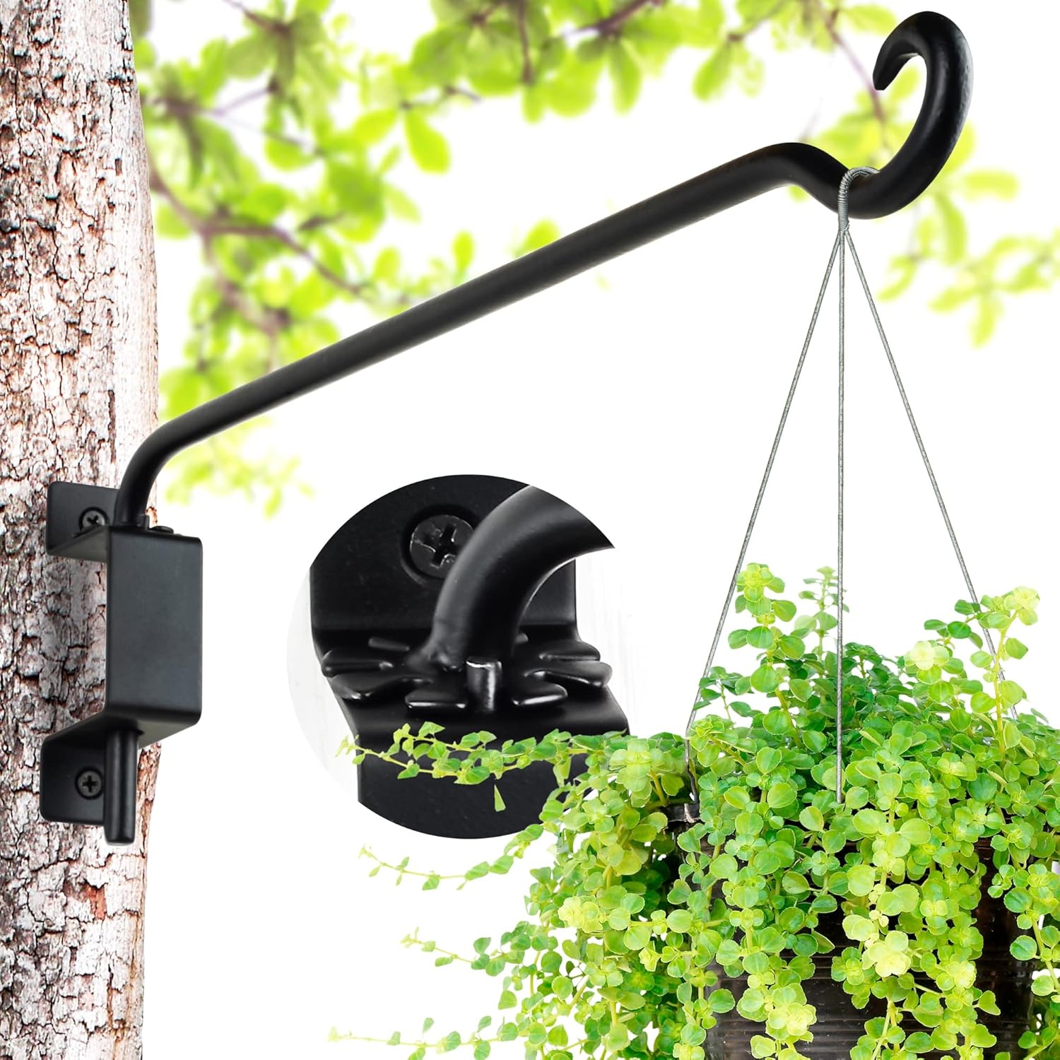Outdoor Hanging Brackets - Qiang Ni Swivel Plant Hanger Bracket: 15.5-Inch Bird Feeder Hanger for Outdoor Wall Mount - Heavy-Duty Outside Plant Hook for Hanging Flower Baskets