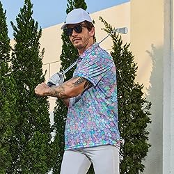 Xdceu Golf Polos for Men - Funny Golf Shirts Print