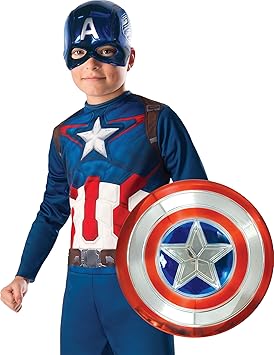 Rubies Panoplie Zubehör Captain America Maske + Schild aus Kunststoff, 155086, Blau