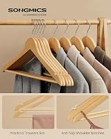 SONGMICS Wooden Hangers Set of 20 Coat Hangers with Shoulder Notches view 2