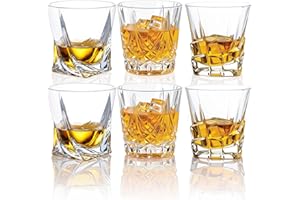 BPFY Crystal Whiskey Glasses Set of 6, 10 OZ Old Fashioned Scotch Glasses, Whisky Glass for Cocktail, Bourbon, Liquor