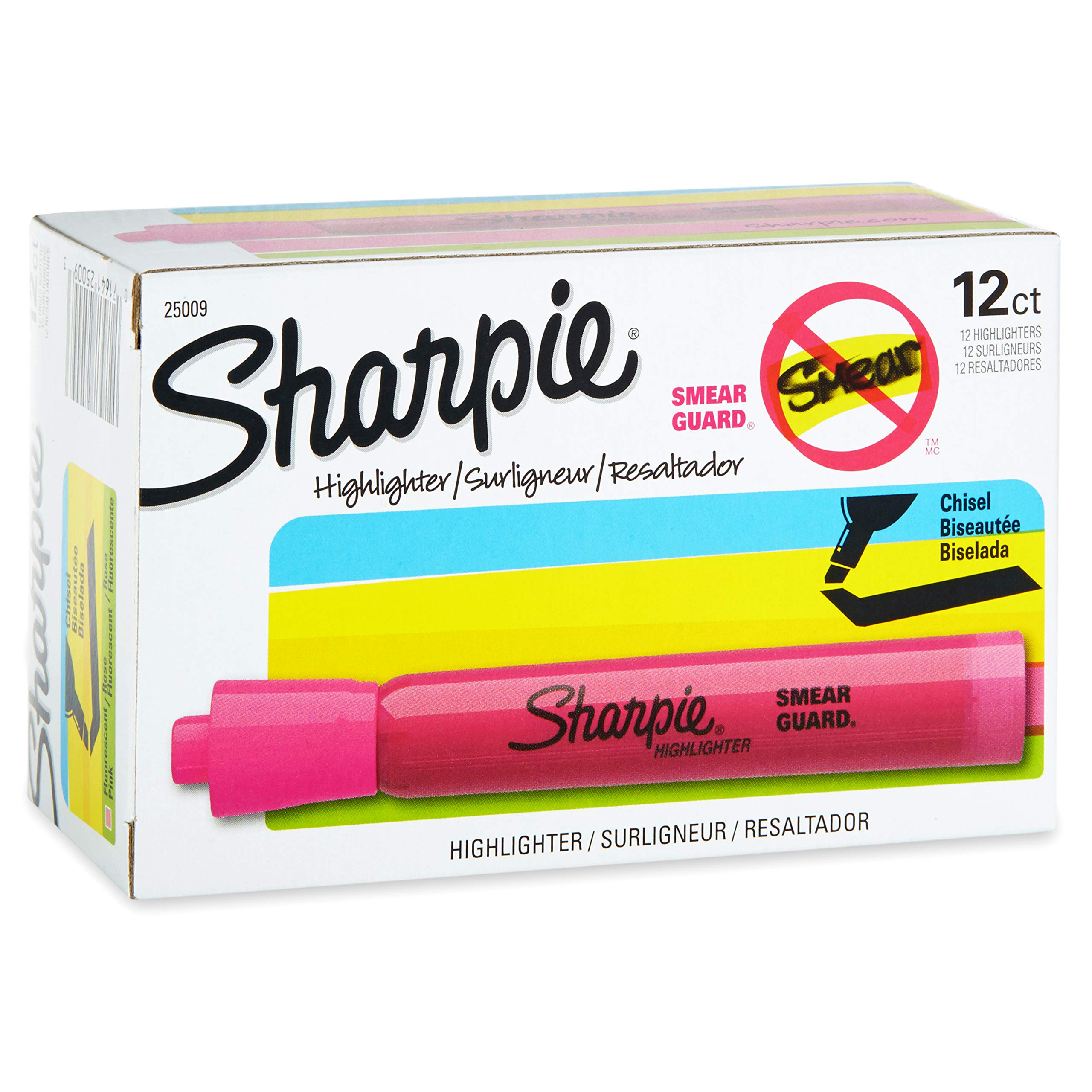 Photo 1 of Sharpie Tank Style Highlighters Chisel Tip Fluorescent Pink Box of 12