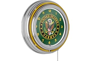 TRADEMARK GLOBAL U.S. Army Symbol Chrome Double Ring Neon Clock