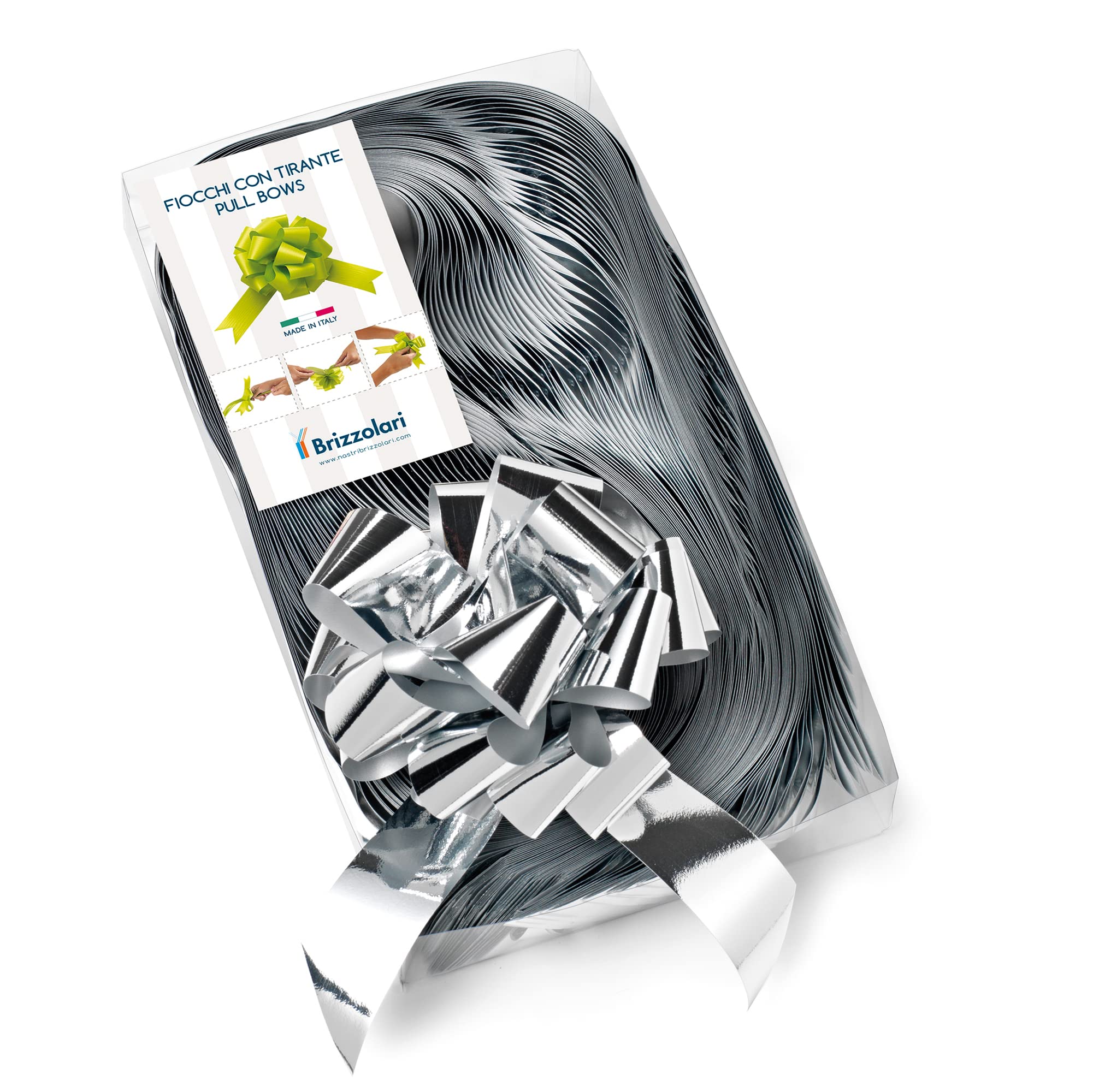 Quick-Lock Shiny Silver Bow for Wedding and Graduation Decoration, 30pcs x 31mm