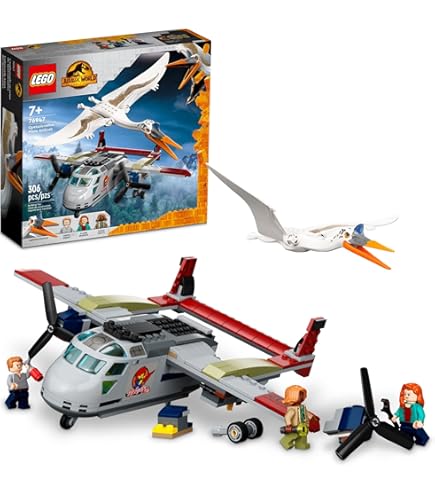 LEGO Jurassic World Quetzalcoatlus Plane Raid Dinosaur Toy Set