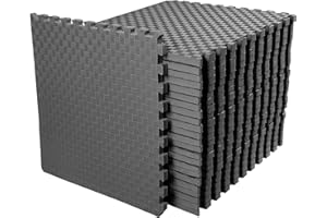 Elevon Puzzle Exercise Gym Flooring Mat, 1" Thick EVA Interlocking Foam 18 Tiles Workout Mat for Home Gym, 72 Sq Ft, Graphite