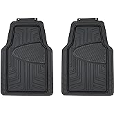 Amazon Basics All-Season Floor Mats for Cars, SUVs and Trucks, Premium PVC, All Weather Protection, Universal Trim to Fit, 2-Piece, Black