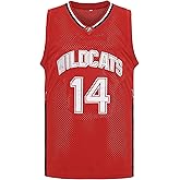 CAIYOO Mens Wildcats High School Jersey 14 Troy Bolton 8 Chad Danforth Basketball Jersey