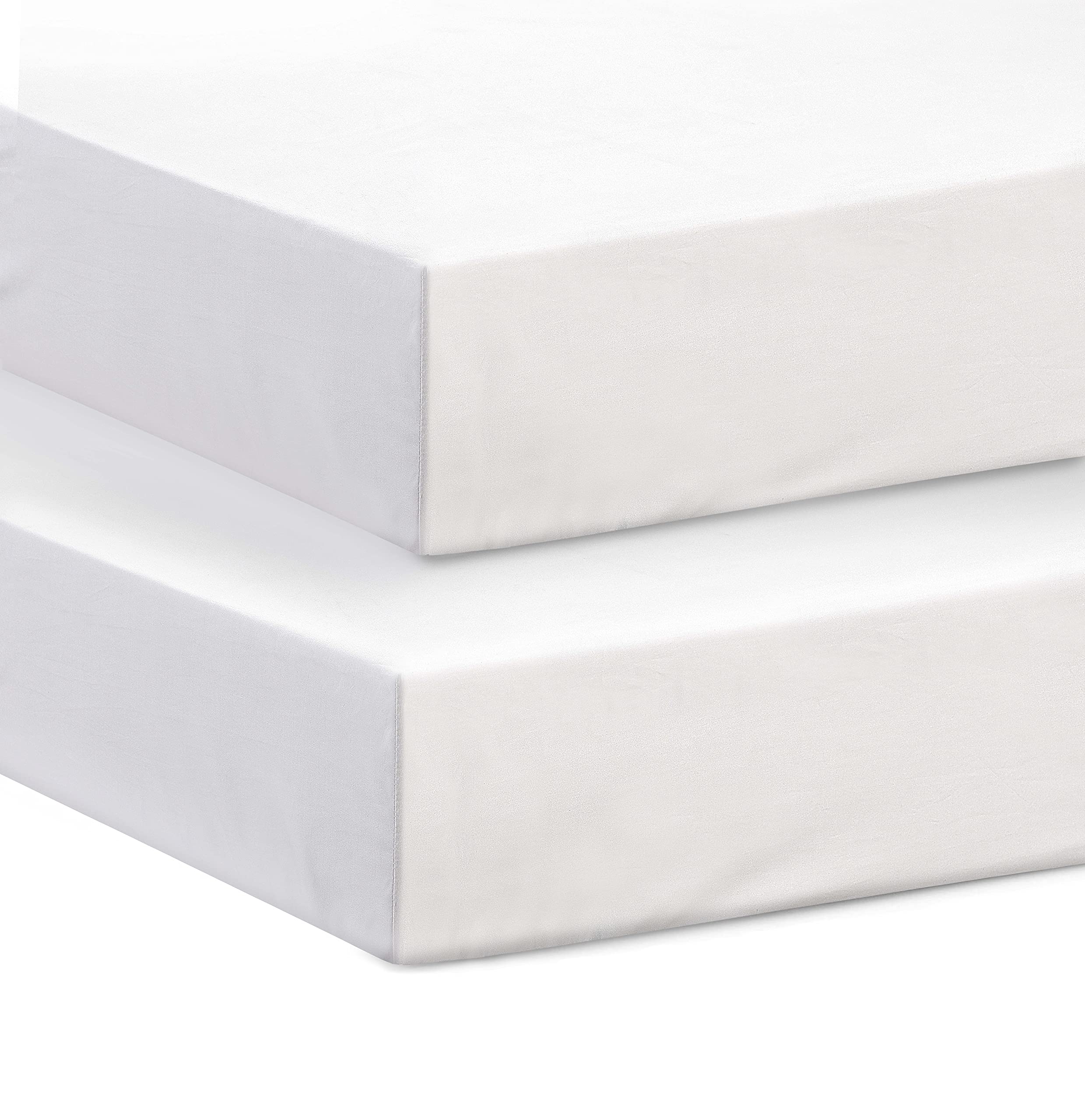 Hajran Linen – 100% Egyptian Cotton Crib Fitted Sheets (90 x 50 cm) | 200 Thread Count | Pack of 2 Super Soft & Durable Fitted Sheets (White, 90 x 50 cm)