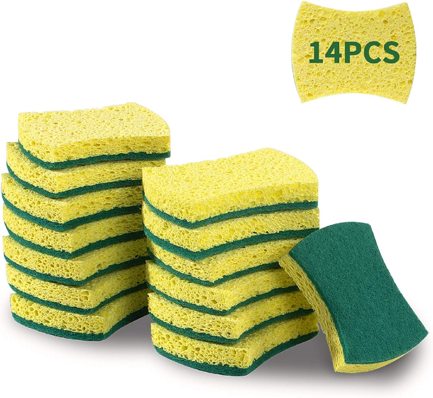 esafio 14PC Cleaning Scrub Sponges, Heavy Duty Scrub Cellulose Sponge