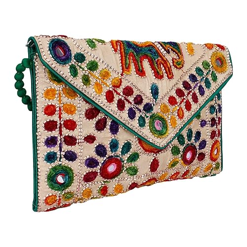 Rajasthani jaipuri Bohemian art Sling Bag Foldover Clutch Purse