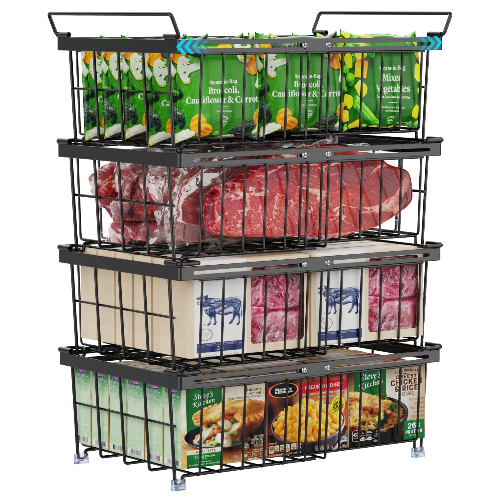 iSPECLE Freezer Organizer Bins - Fit 10 to 20 Cu.FT Deep Freezer, 4 ...