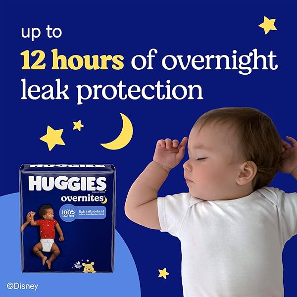 HUGGIES SIZE 4 OVERNITES BABY DIAPERS: OVERNIGHT DIAPERS, SIZE 4 (22-37 LBS), 116 CT (2 PACKS OF 58), PACKAGING MAY VARY