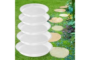 U0U 5 Size Round Stepping Stone Mold,8.7" 9.25" 10" 11.4" 12.6" Stepping Stone Molds for Concrete,White Plastic Concrete Molds for Casting Garden Pathmate Pavement Precast and Forms Walkway (White)