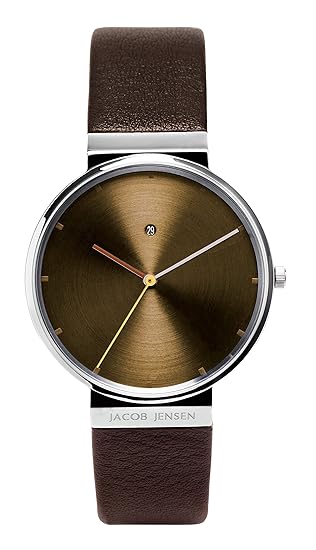 Jacob Jensen Herren Analog Quarz Uhr mit Leder Armband 843
