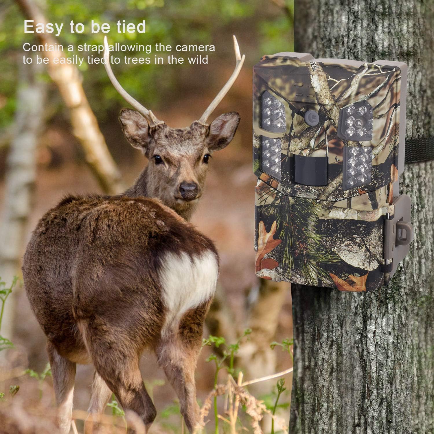 WOSPORTS Trail Camera 16MP 1080P Hunting Game Camera, Wildlife Camera with Upgraded 850nm IR LEDs Night Vision 65ft, 2.0''LCD for Home Security Wildlife Monitoring/Hunting (Trail camera-100mc) : Sports & Outdoors
