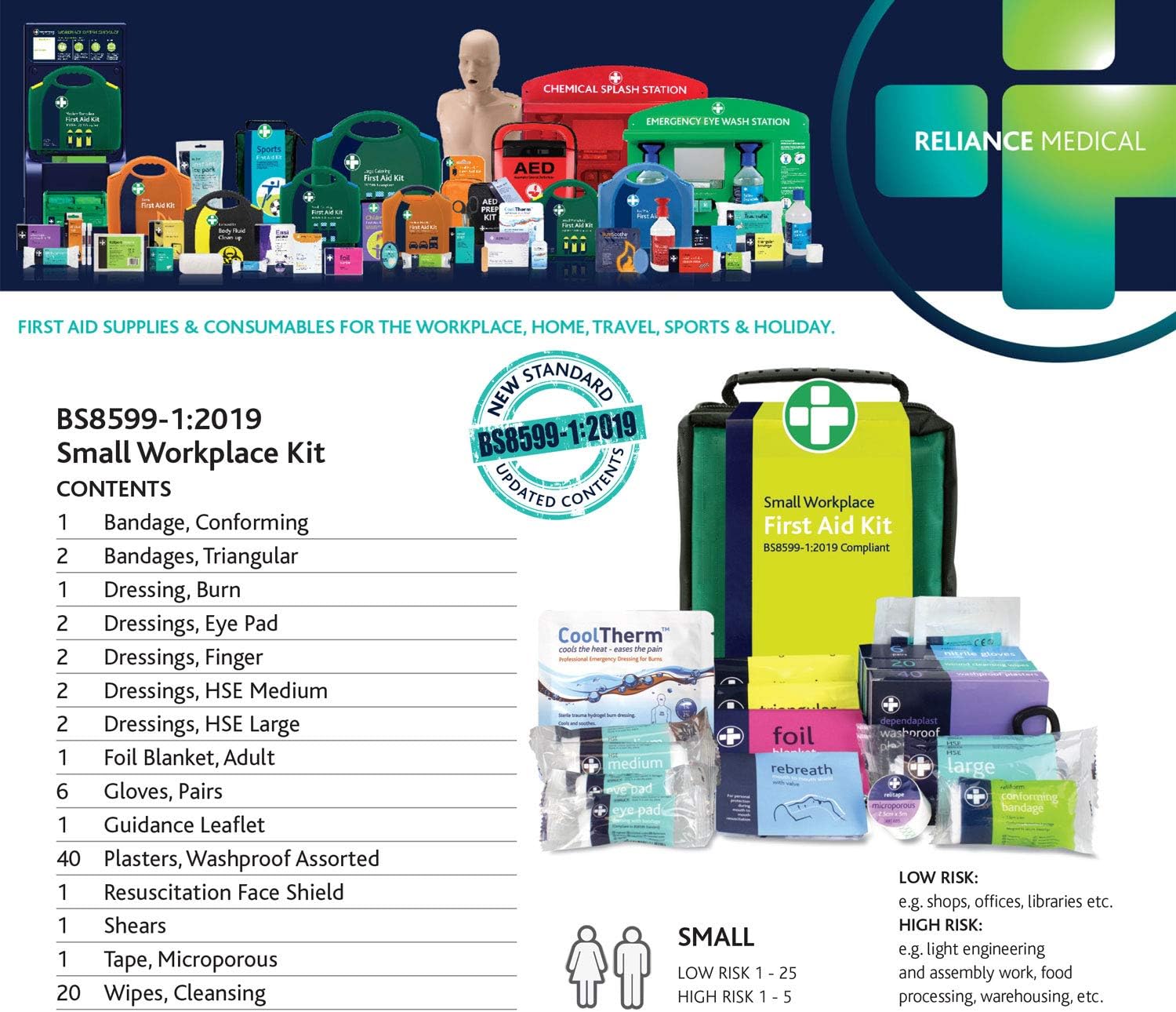Reliance REL688 BS8599-1 Workplace Kit, Stockholm Bag, 19 cm H x 12 cm W x 8 cm D, Small: Health & Personal Care
