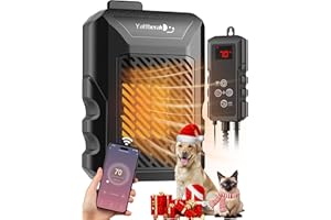 YATTBERAK Dog House Heater,Pet House Heater with APP Remote&Thermostat,41°F/113°F Adjustable Temp 24H Timer Outdoor Pet Safe Heaters,500W IPX5 Waterproof Cat Heater Anti Chew Cord with WIFI