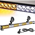 LE-JX Traffic Advisor Light Bar 35.5 Inch 13 Flash Patterns 32 Led Warning Emergency Strobe Light Bar Directional Flashing Led Safety Lights with Cigar Lighter (35.5 Inch, Yellow/White)