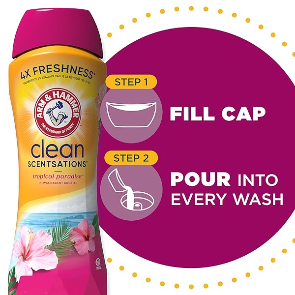 ARM & HAMMER CLEAN SCENTSATIONS IN-WASH SCENT BOOSTER, LAUNDRY SCENT BOOSTER TROPICAL PARADISE SCENT, 45 OZ