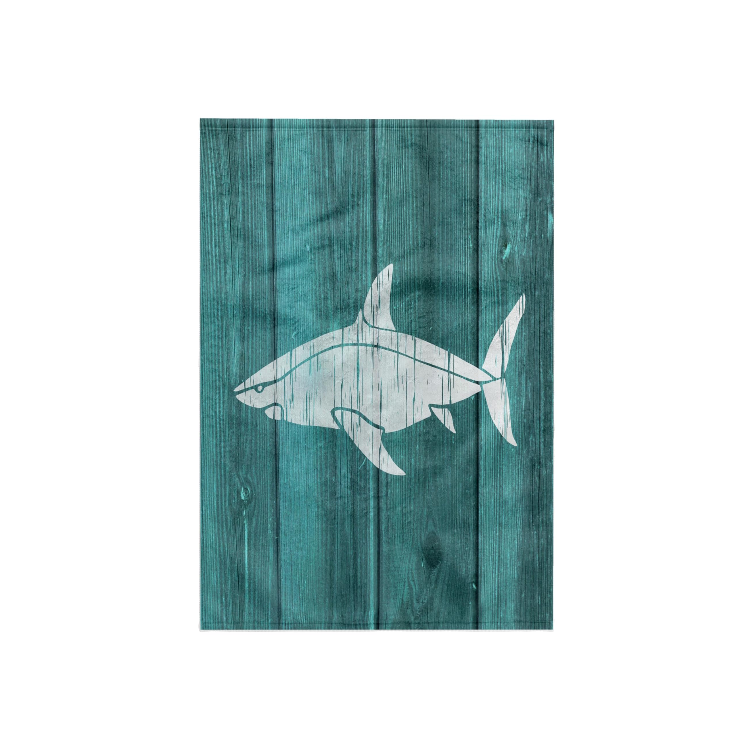 3dRose "Photo Of White Shark on Blue Wood Effect- Not Real Wood Towel, Multi-Colour, 15 x 22-Inch