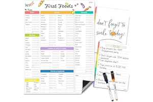 JJPRO Newborn Baby or Toddler First Foods Tracker Whiteboard-Magnetic Dry Erase Daily Food Log-Reusable Daily Planner Chart to Log Feeding Food/Food Checklist/to-Do List - for New Parents,Nanny, Babysitter