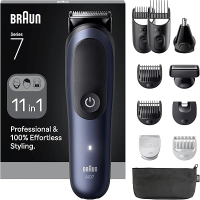Serie 7 - Kit multifunzione per la cura del corpo 11 in 1, ProBlade e AutoSense, 120 minuti, SkinGuard e ombreggiatura della barba, AquaGrip per sott'acqua, AIO7540, blu