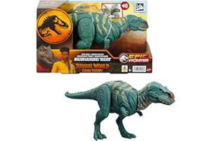 Mattel Jurassic World Wild Roar Dinosaur Action Figure, Majungasaurus with Continuing Masssive Chomp Attack & Roar Sound, Posable Toy with Digital Play