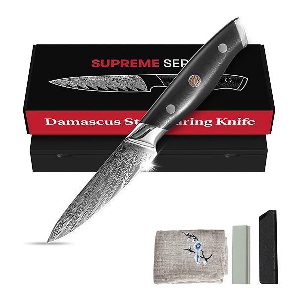 MASTER MAISON 3.5″ DAMASCUS STEEL PARING KNIFE WITH...