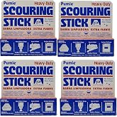 PUMIE Heavy Duty Pumice Scouring Stick with Flexi Scour Pad, 4-Pack | Pumice Stone for Cleaning Tough Bathroom and Kitchen Stains, Grills and Pool, Scouring Stick for Toilet Rings Every Day