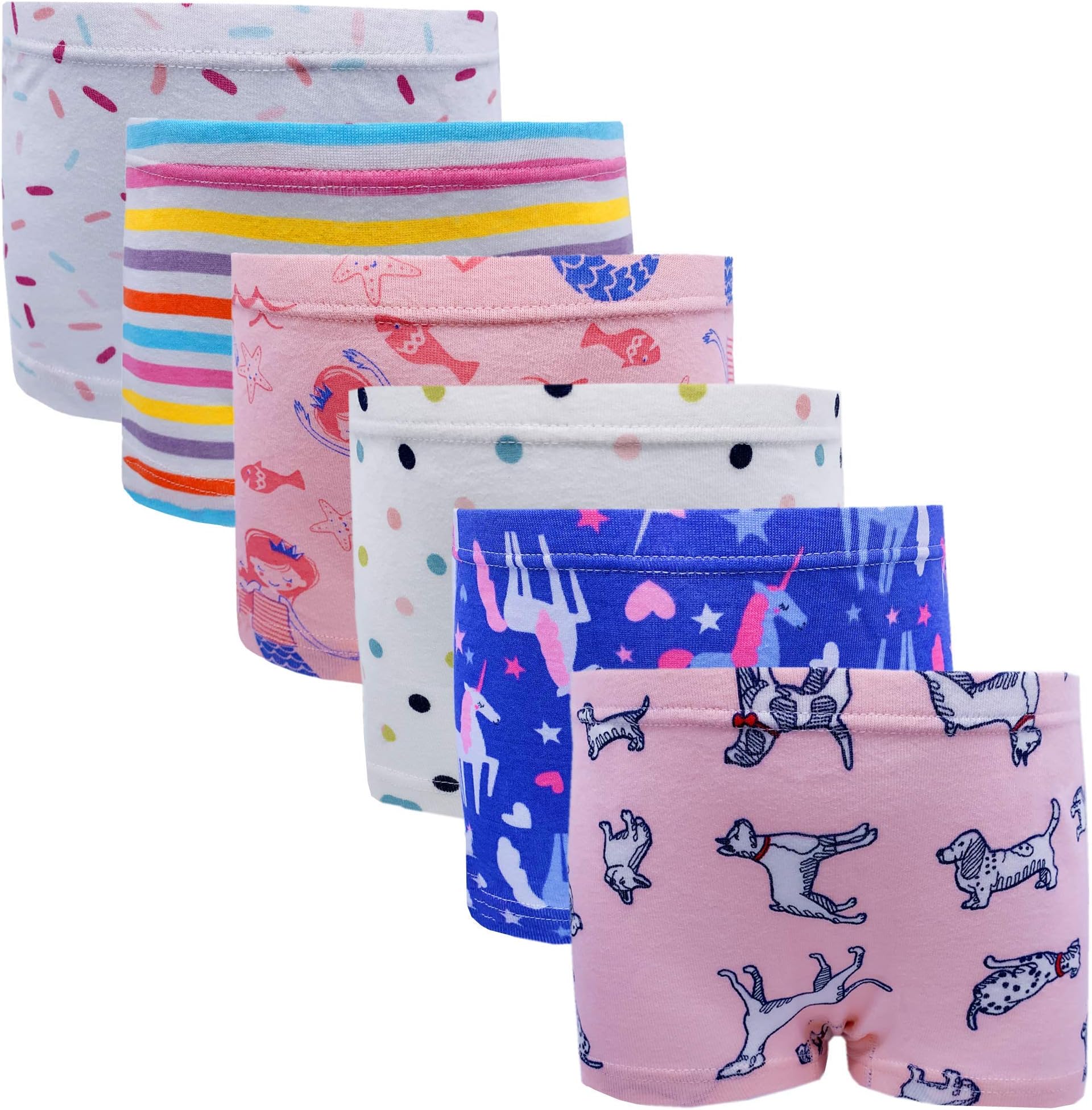 Cczmfeas Girls Hipster Cotton Underwear Boyshort Panties 6 Pack