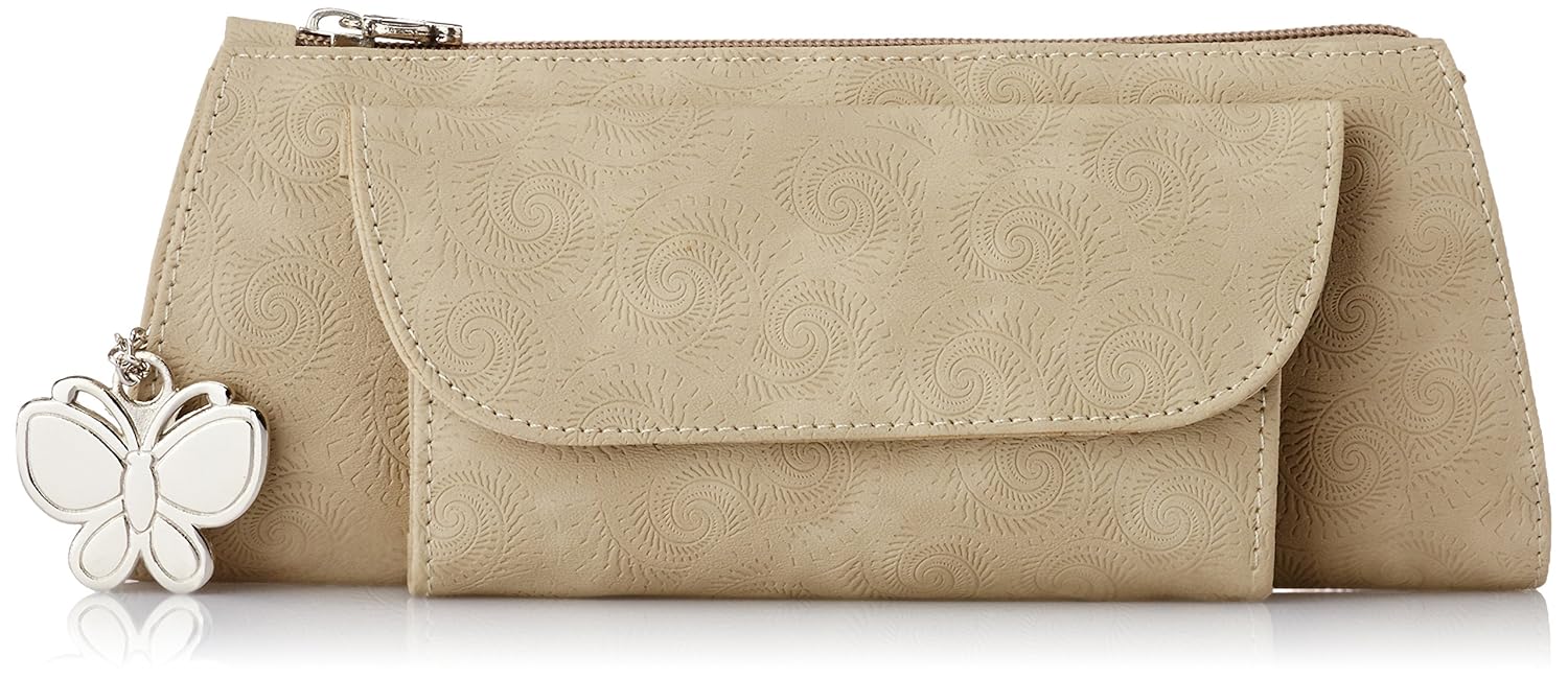 butterflies women's clutch (beige)(bns 2109)
