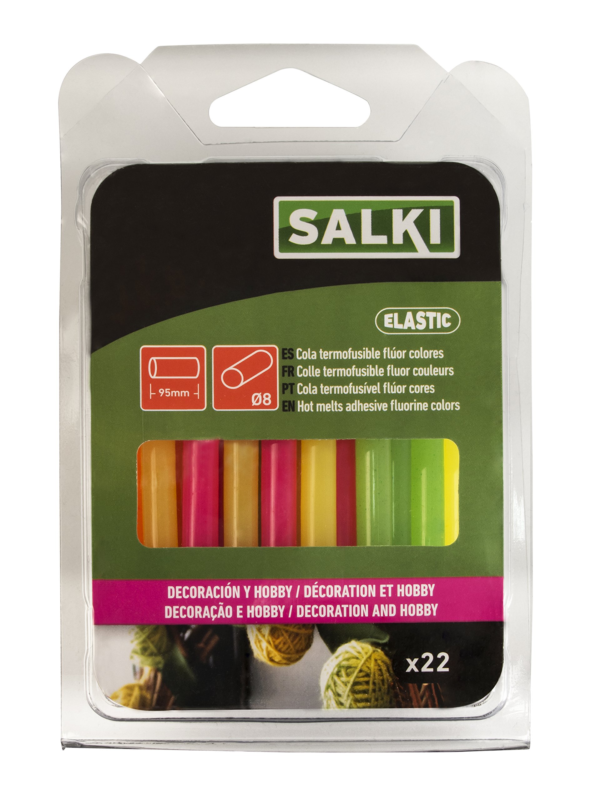Salki Hot 0430106 Glue Sticks for Creations and Crafts, Fluorine, 7.5 mm, Set of 22