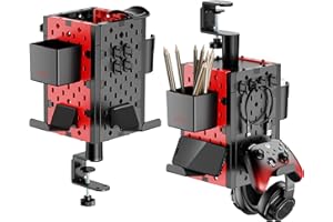 ACTIER Clamp On Desk Accessories | Desk Mount Pegboard Desk Organizer | Controller Stand | Headphone Stand | Pen Holder | Cubical Office Desk Accessories | Gaming Accessories for Room | 1 Unit (4-Panel)