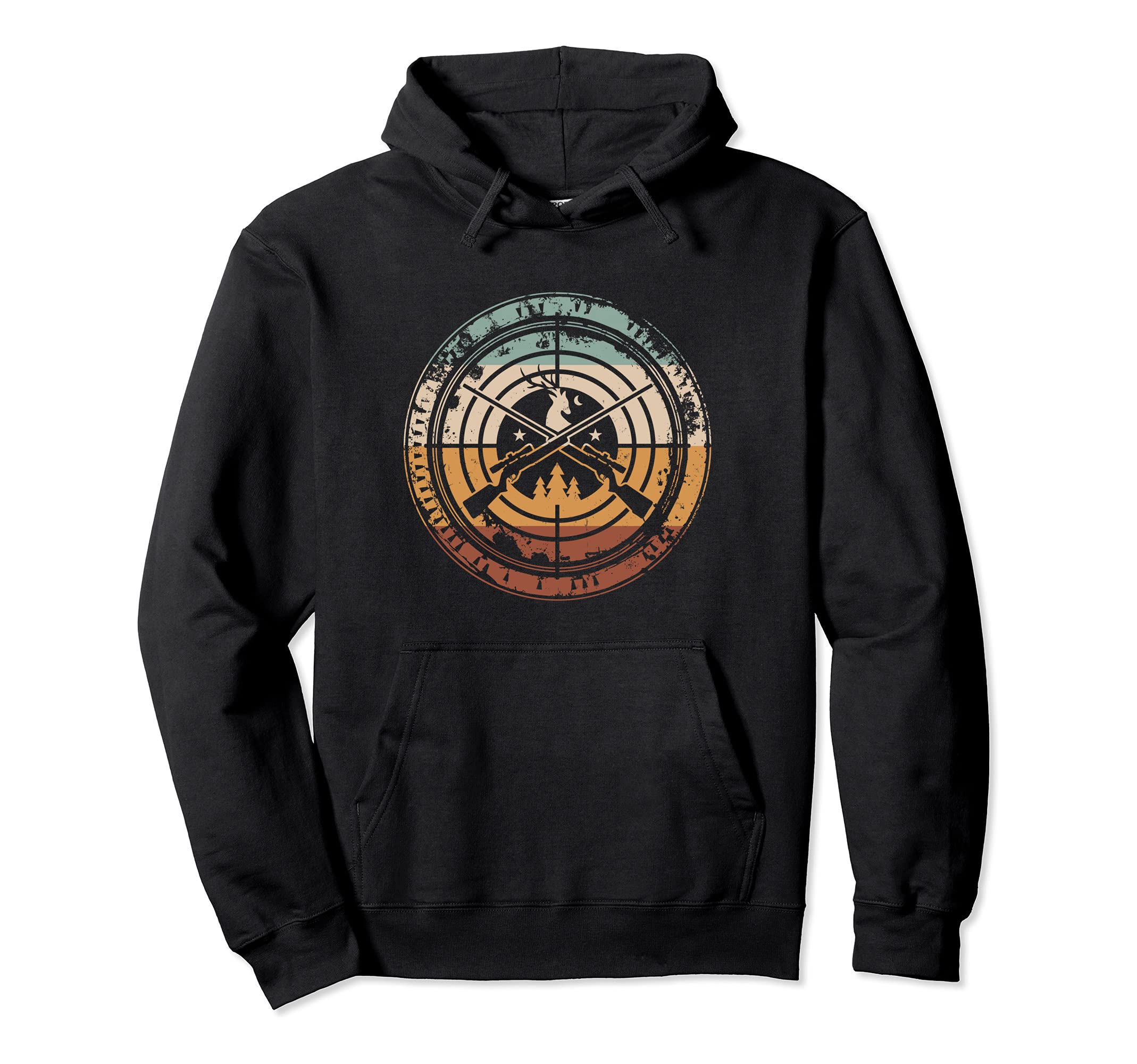 Deer Hunting Hunter Sunset Vintage Pullover Hoodie