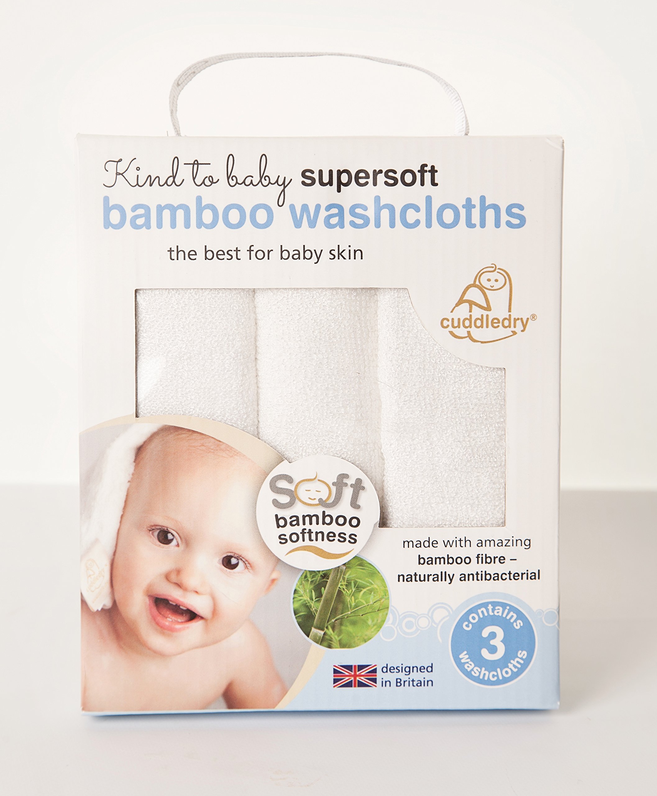 Cuddledry WCS01 Supersoft Baby Friendly Bamboo Washcloth, Natural White