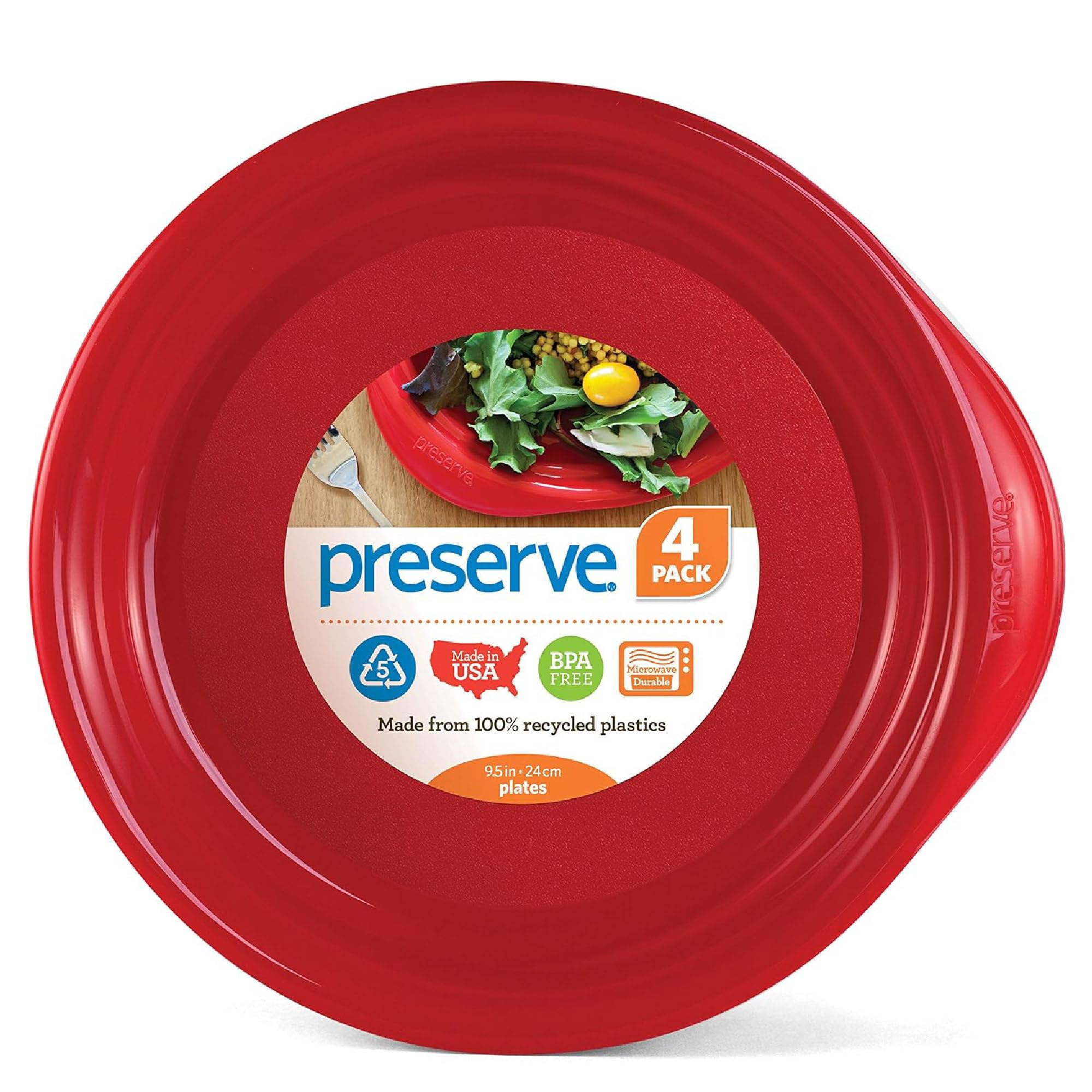 Preserve Everyday 9.5 Inch Plates, Set of 4, Pepper Red